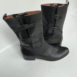 Corso Como Shepparton Women's Black Leather New Mid-Calf Belted Boots, Size 10M